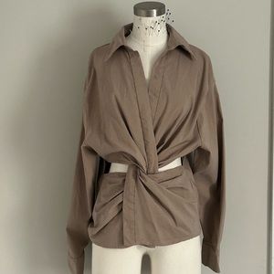 Zara Criss Cross Cut Out Long sleeve Top